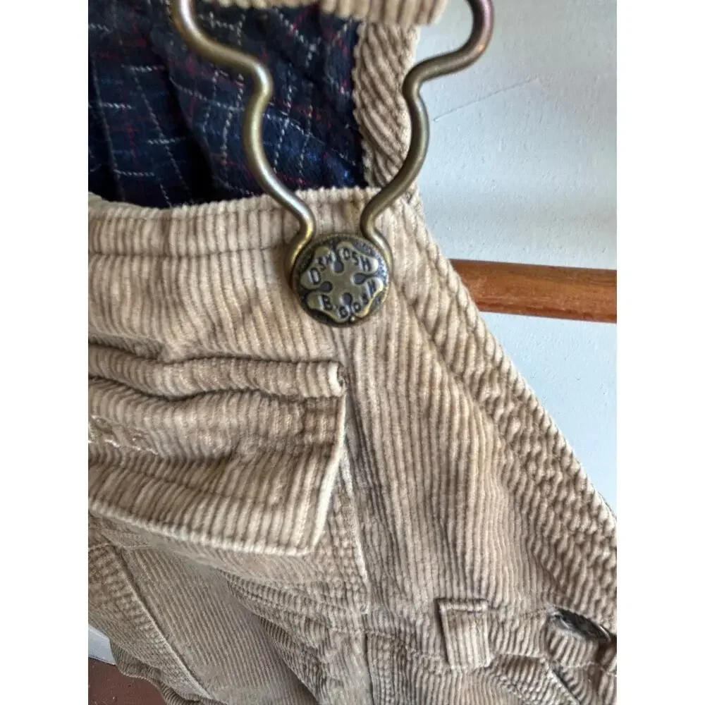 Vtg Corduroy Oshkosh B'Gosh 24 mos Overalls w/Plaid Lining